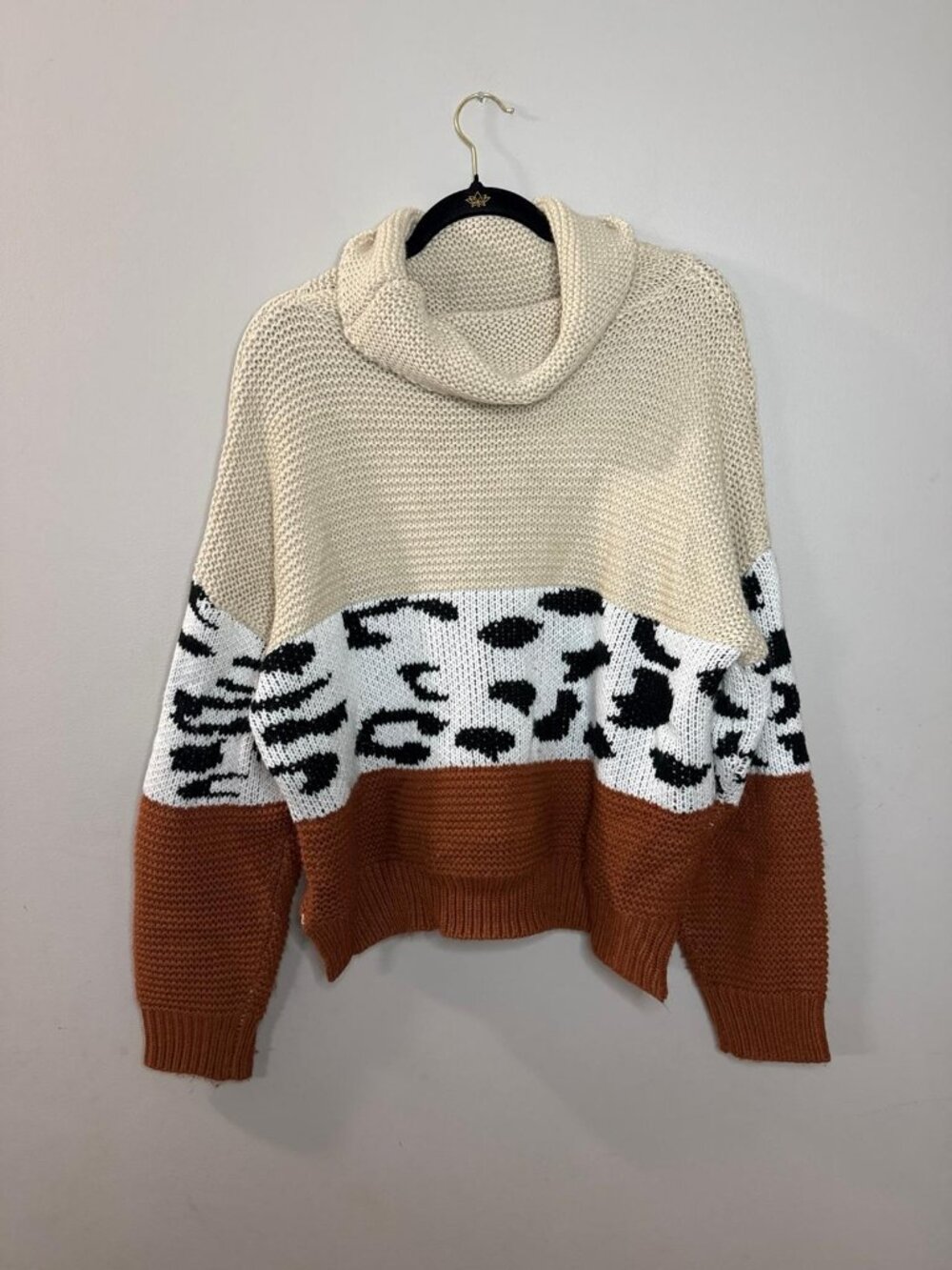 Leopard print cowl neck